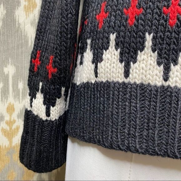 Polo Ralph Lauren Black, Red & White Wool Nordic FairIsle Crew Neck Sweater - Picture 11 of 16